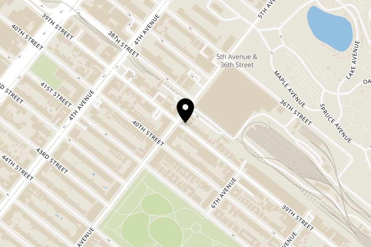 Map showing the location of Sunset Park Diner & Donuts on 889 5th Ave in Brooklyn